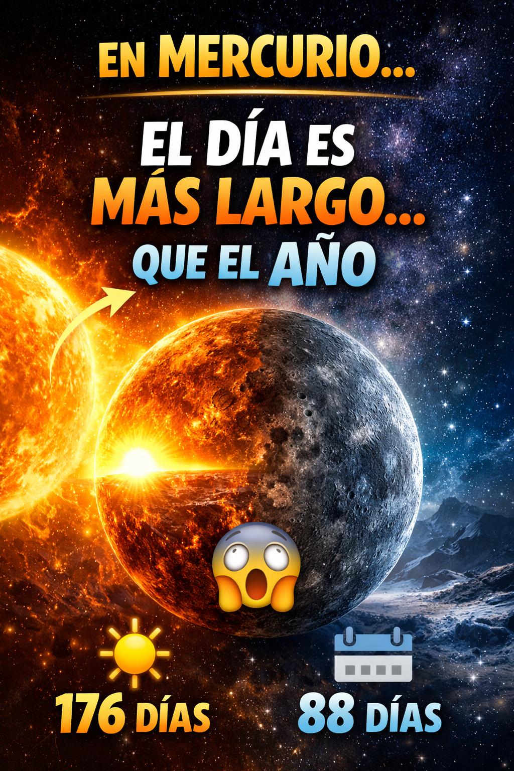 🪐 ¿Por qué en Mercurio un día dura más que un año? 🤯 Explicación científica fácil del planeta más extremo del sistema solar