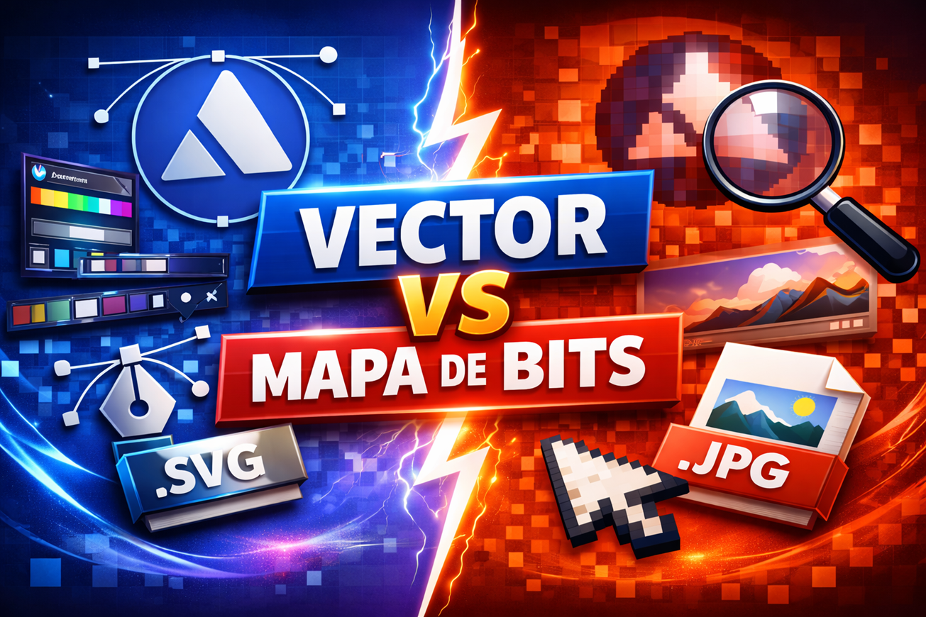 🎨 Vector vs Mapa de Bits: por qué se pixelan las imágenes y cómo lograr calidad profesional en diseño digital