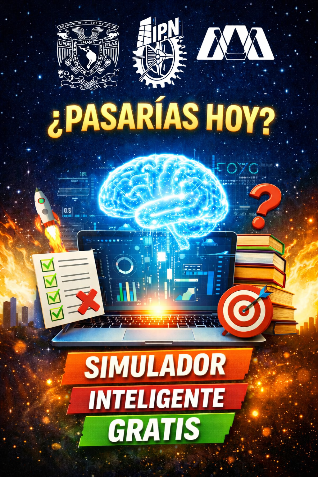 Simulador Inteligente GRATIS para UNAM, IPN y UAM 🤯 IA que Analiza tu Nivel y Crea tu Plan de Estudio