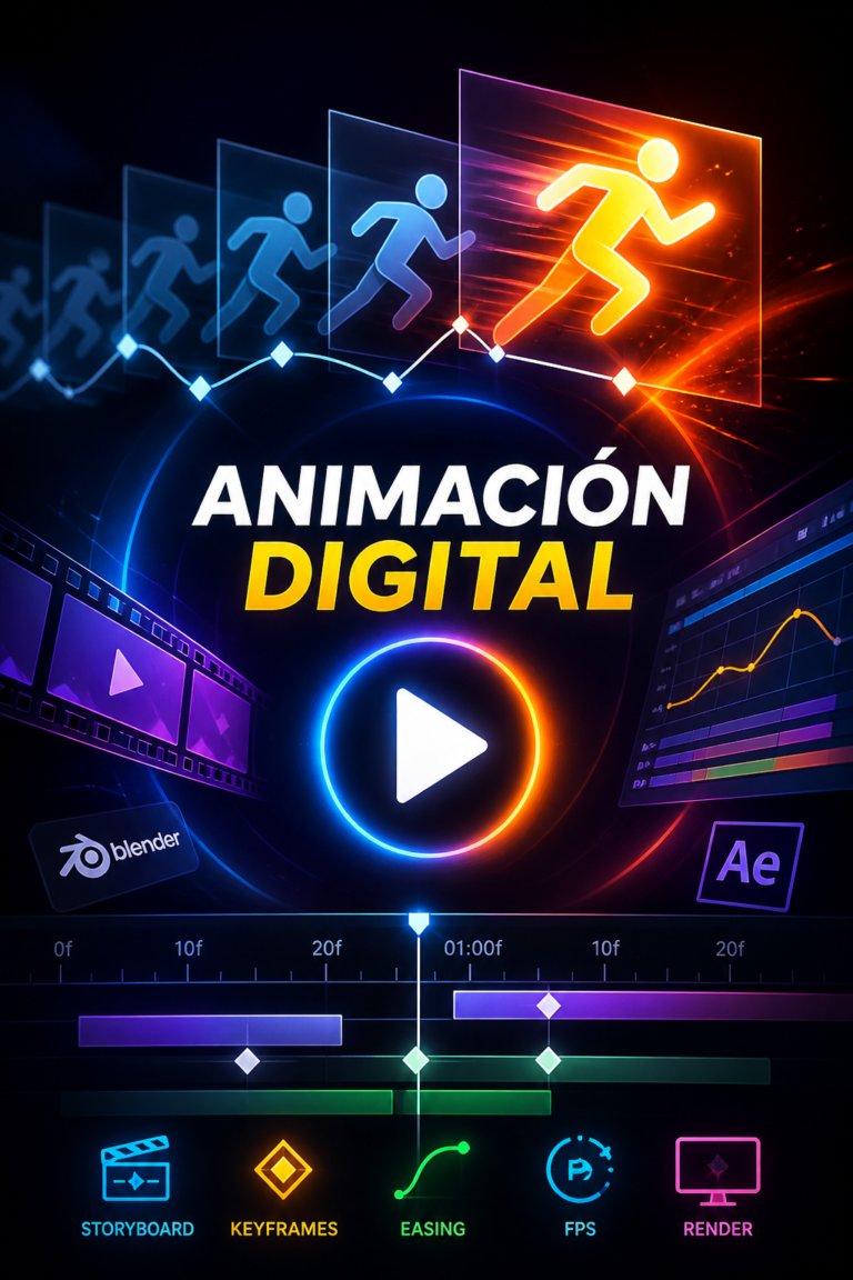 🎬 ¿Cómo funciona la animación digital? Aprende keyframes, FPS, storyboard y motion graphics desde cero